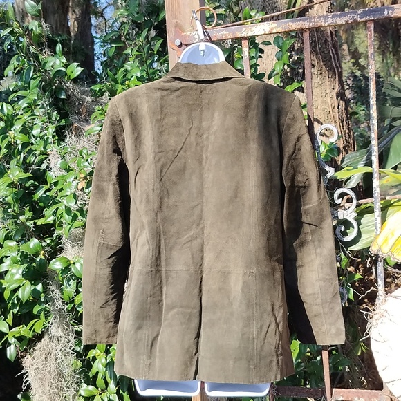 Lord and Taylor olive green suede '90s vintage jacket, small - Picture 5 of 6